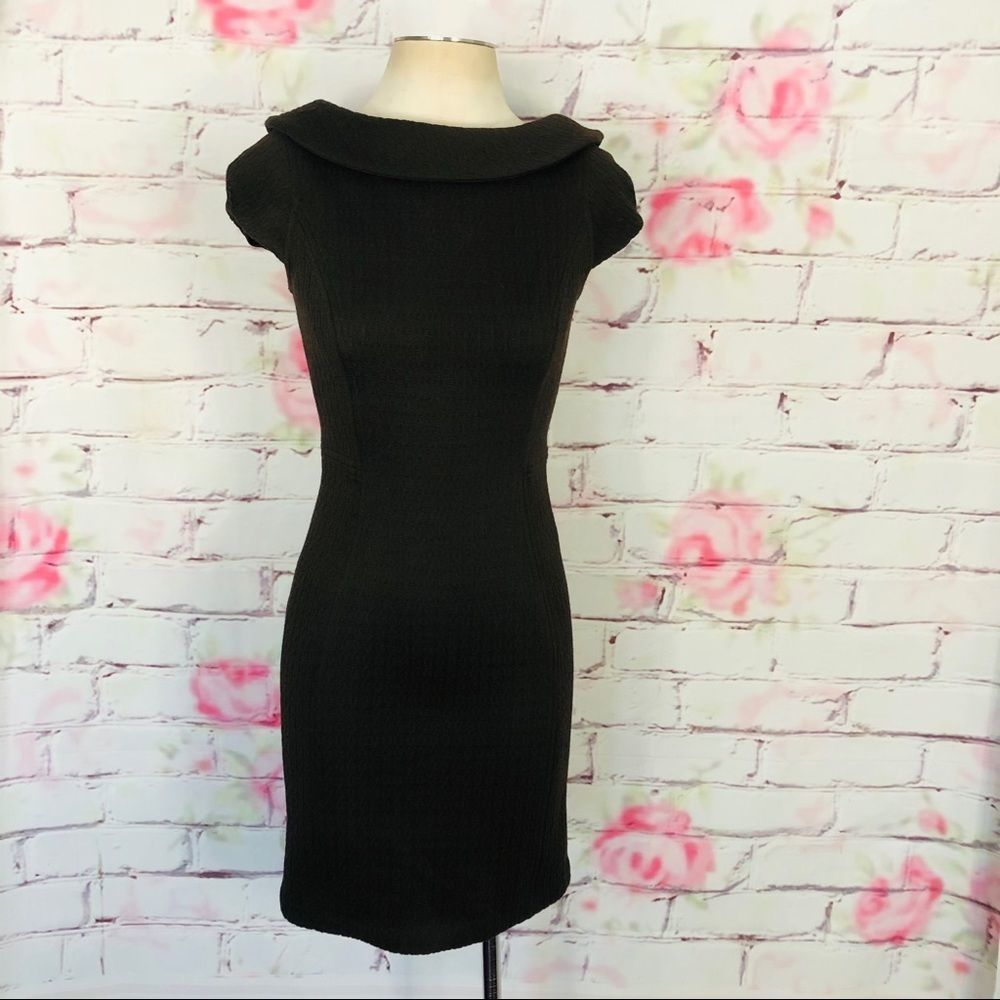 Milly cap sleeve roll collared cable knit dress